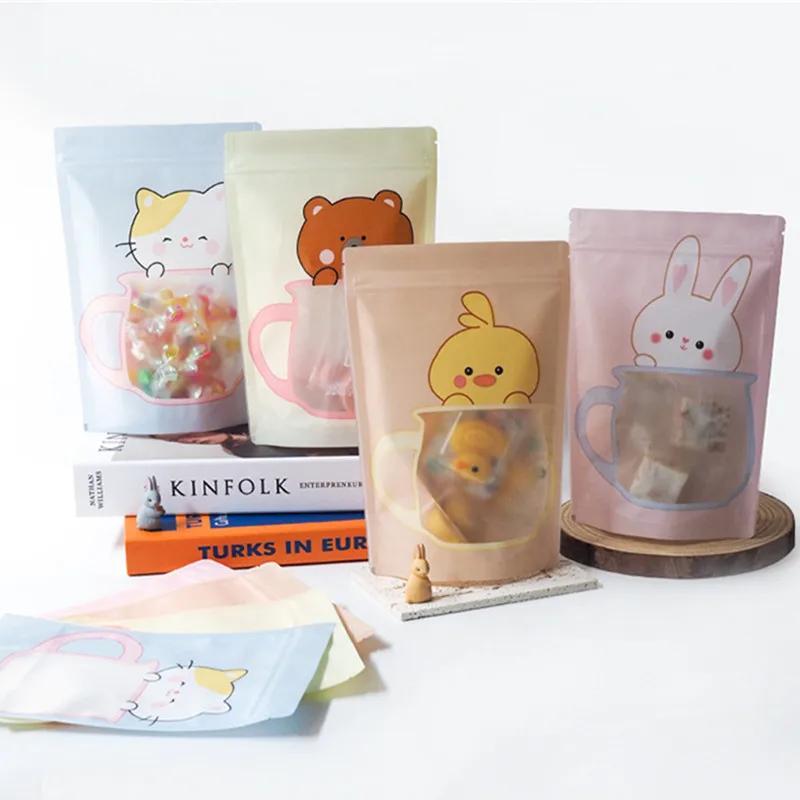 

50Pcs 13x18cm Cartoon Animal Ziplock Bag Biscuits Snowflake Crisp Candy Nougat Children Birthday Party Gift Packaging Supplies