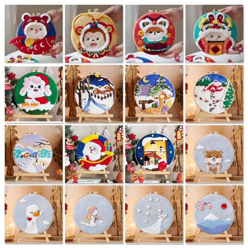 

GATYZTORY Creative Painting DIY Wool Embroidery Kit Winter Scenery Needle Felt Picture Craft Christmas Gift For Mom Friends Kids