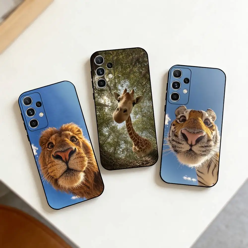 Funny Close-Up Animal Portraits Phone Case For Samsung S25,S24,S21,S22,S23,S30,Ultra,S20,Plus,Fe,Note,10,9,5G Black Cover