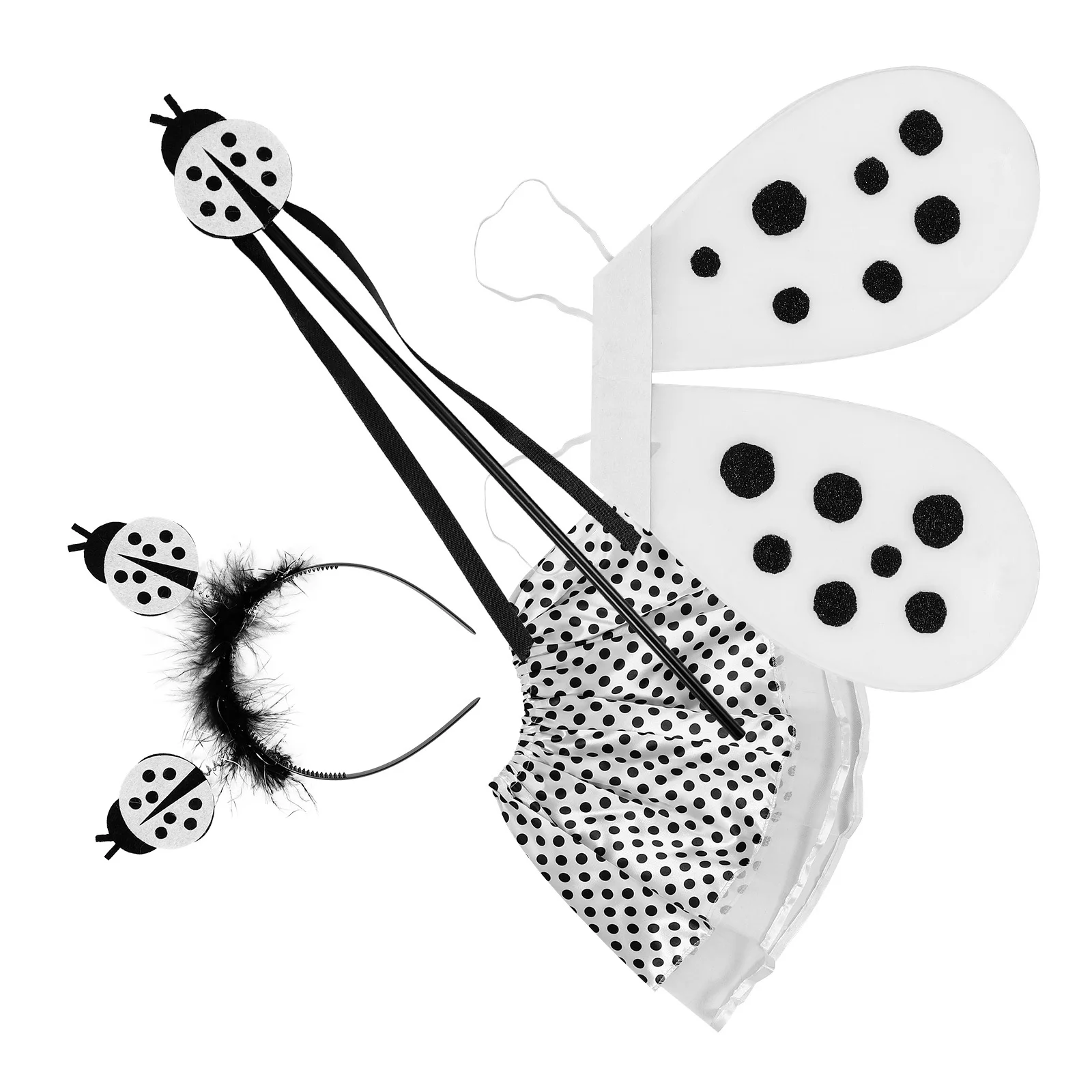 1 مجموعة أسود أبيض أجنحة الخنفساء الاطفال زي مجموعة لينة مريحة أجنحة التعادل تصميم أداء الحفلات تأثيري الجناح للأطفال #1