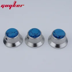 Electric Guitar Bass Metal Control Volume Knob Hat Type Blue Turquoise Surface