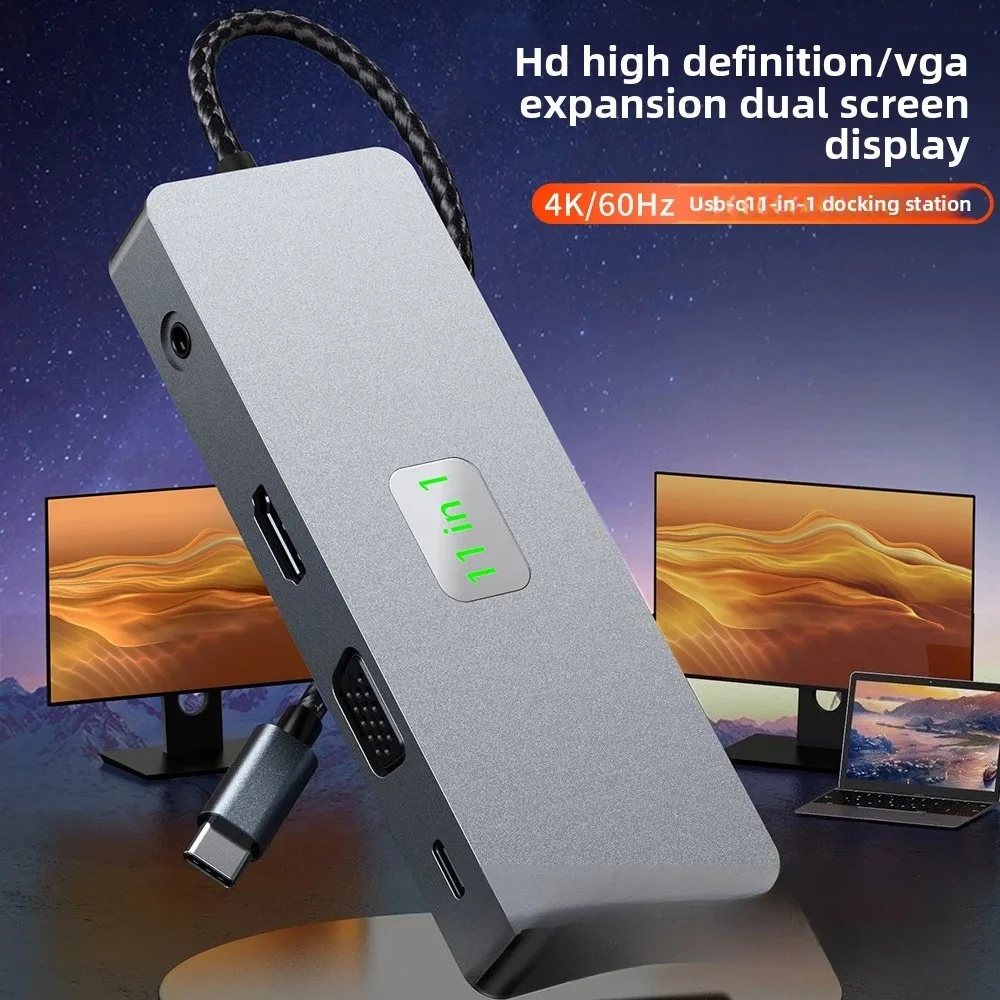 Portable 11 Ports USB-C Docking Dock Type-C To 4K 60Hz HDMI Multiport Expansion Adapter for Daily Work