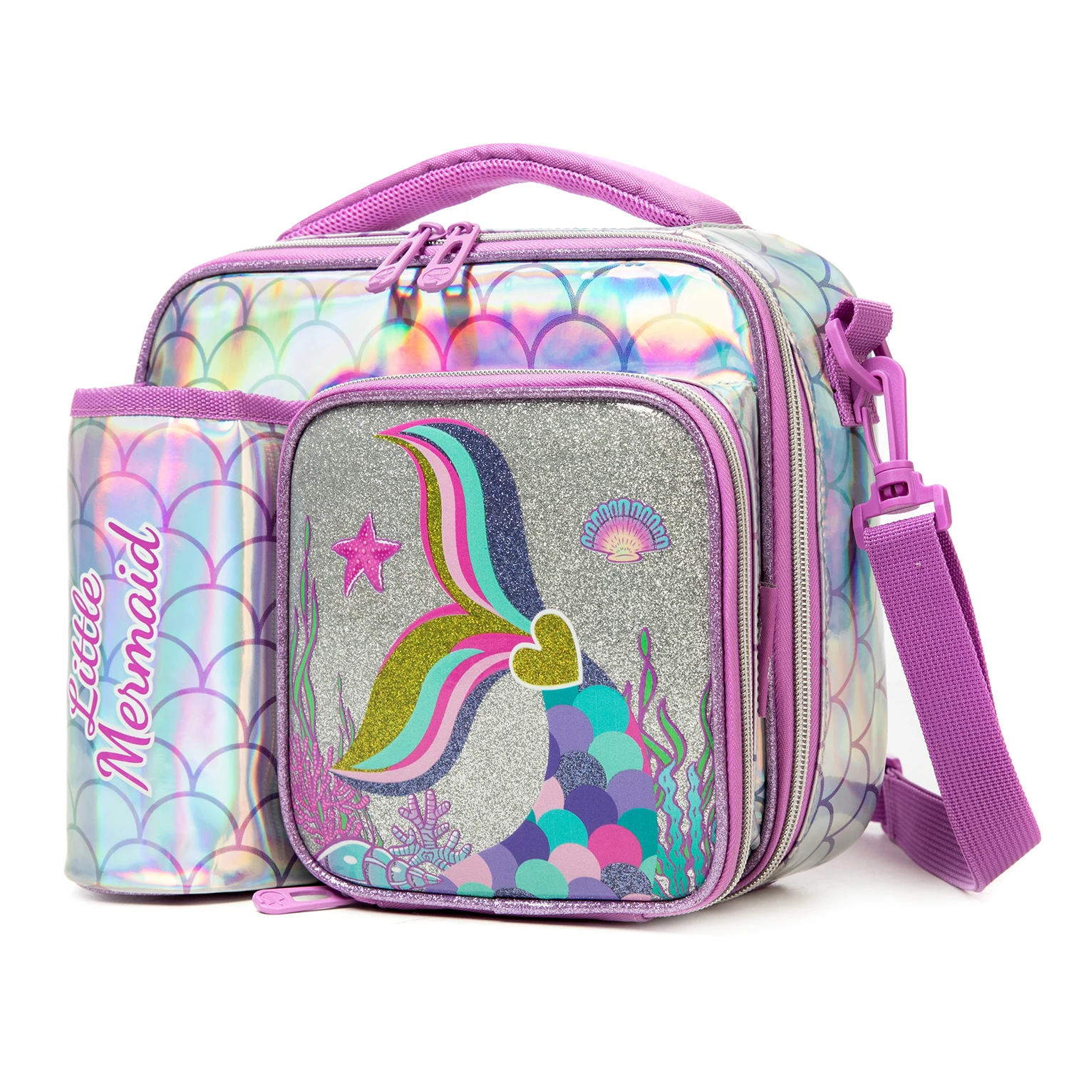 Girls Lunch Bag Mermaids and Alpacas Cute Polyester Lunch Bag for Picnic Outing School Best Gift for Girls