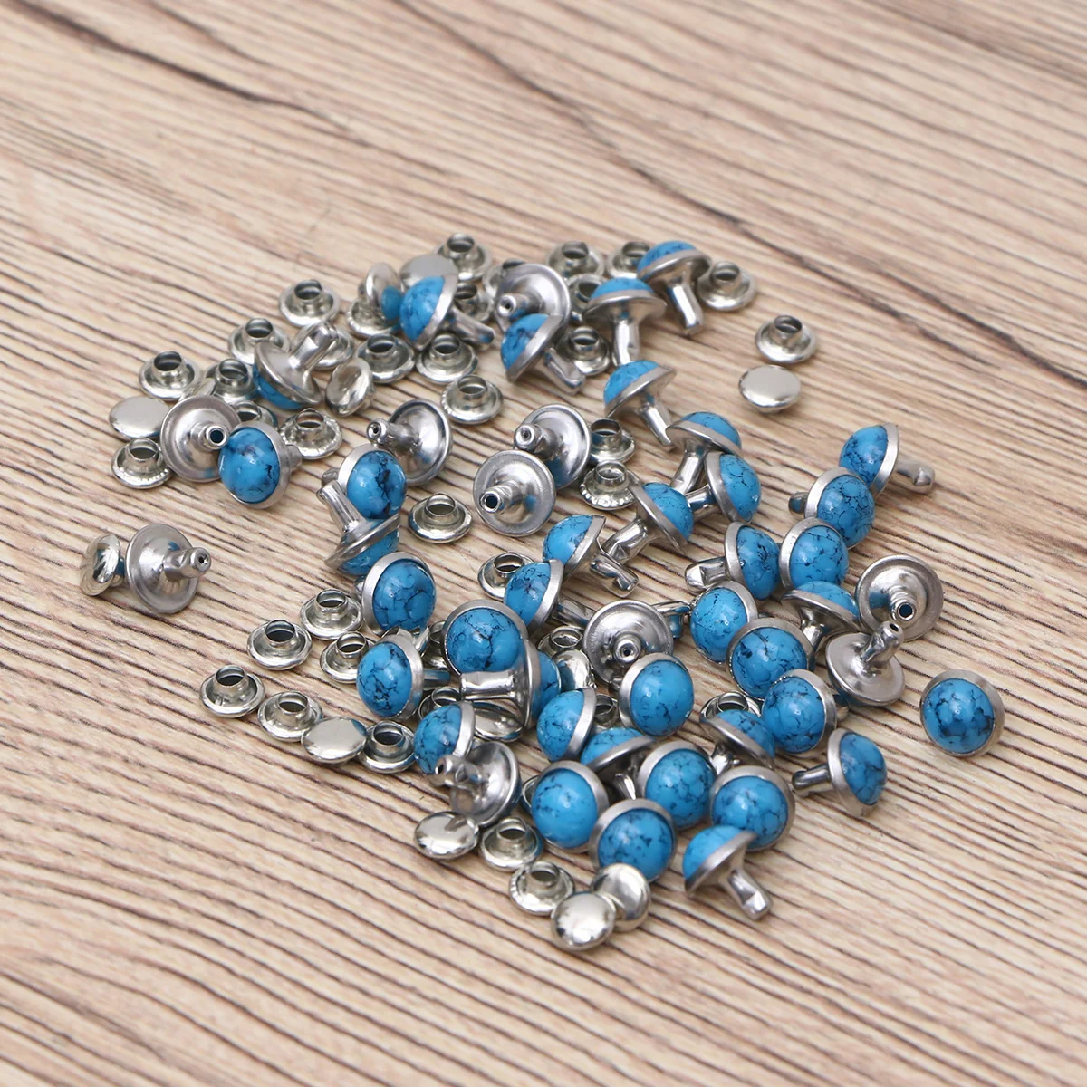

50Pcs 8Mm Turquoise Rivets DIY Accessories Bright Color Delicate Appearance Punk Style Craft Clothing Bracelet Jewelry