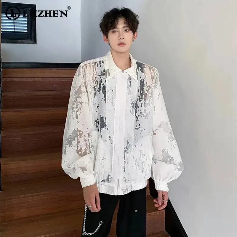 LUZHEN 2026 New Stylish Handsome Mesh Perspective Loose Sunscreen Clothing Men's High Quality Original Personalized Coat JY7819