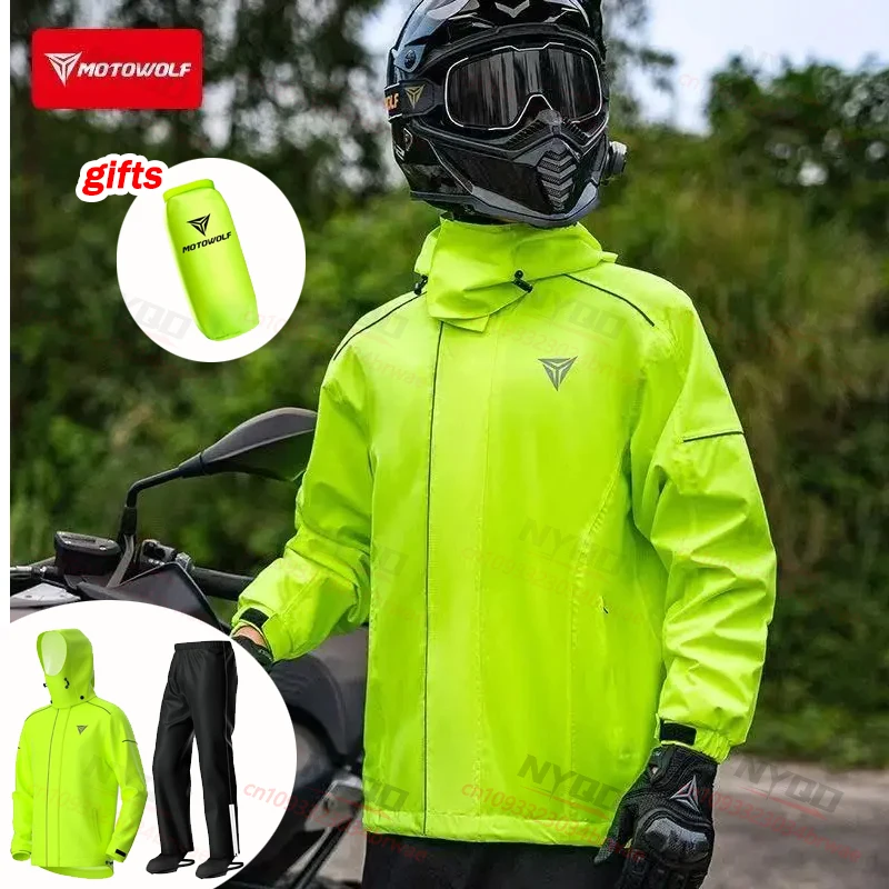 

Комплект дождевиков MOTOWOLF для мотоциклистов: легкий, тонкий, водонепроницаемый костюм-дождевик для мужчин и женщин, для езды в любую погоду
