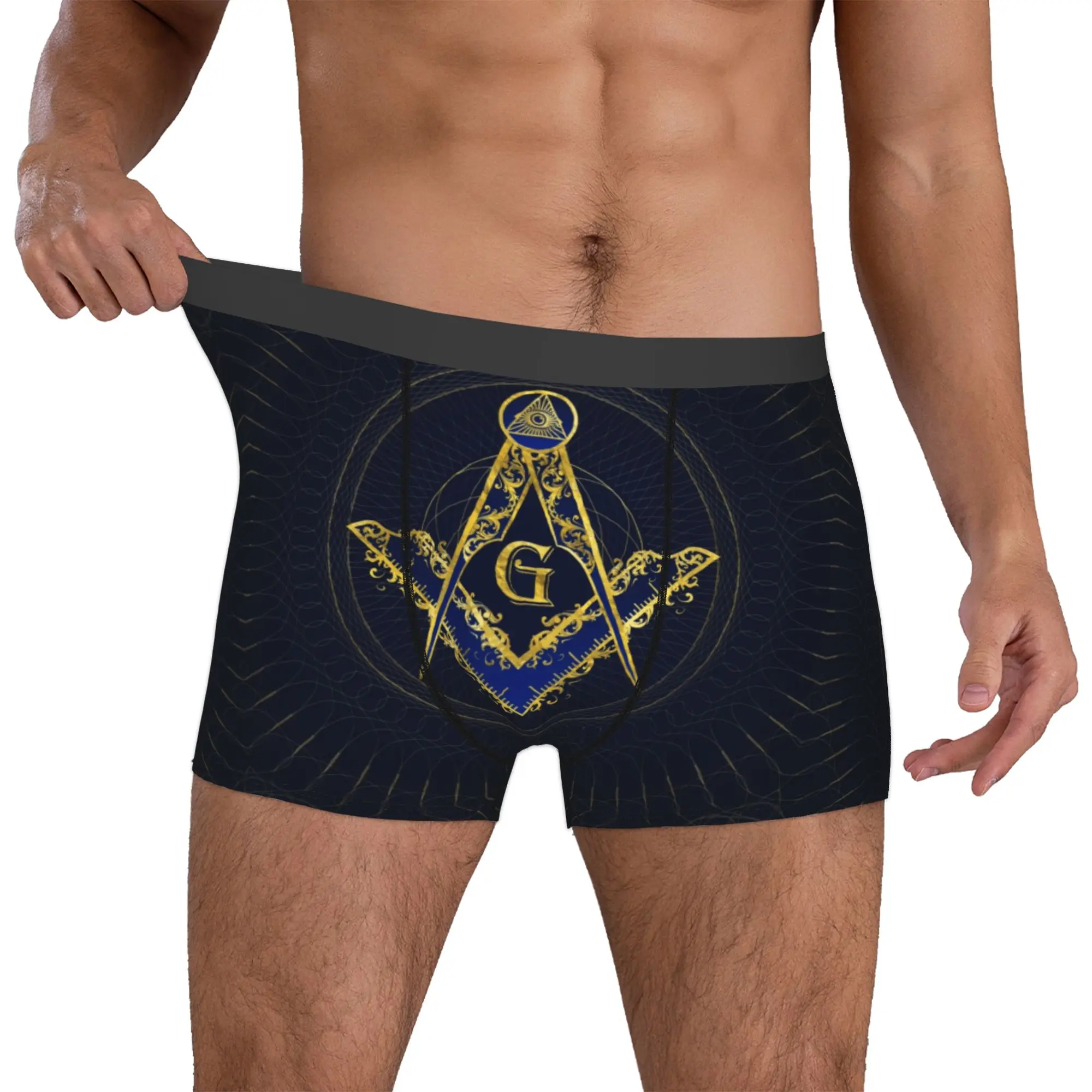 Novelty Freemason  Evil Eye Symbol Boxers Shorts Panties Male Underpants Breathable Masonic Mason Briefs Underwear