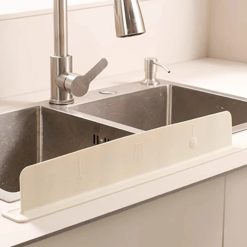 1pc Silicone Sink Baffle Splash Guard Oil-Proof with Suction Cup Pool Water Baffle Plate Kitchen Supplies Water Blocking Trough