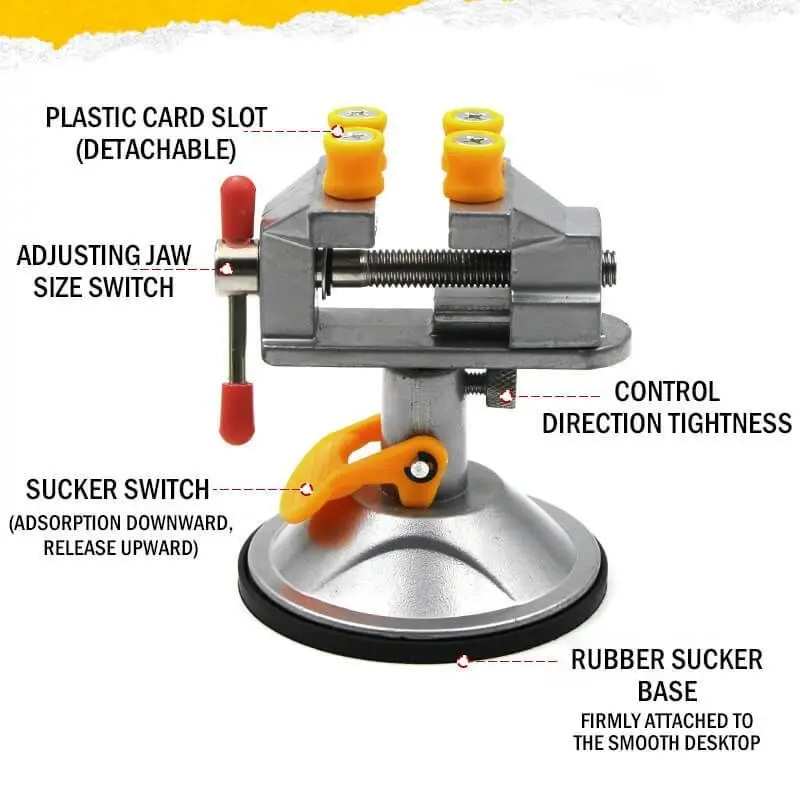 Morsa girevole portatile a ventosa da tavolo a 360 ° per la lavorazione del legno Mini morsa da tavolo universale a morsetto morsa da banco girevole