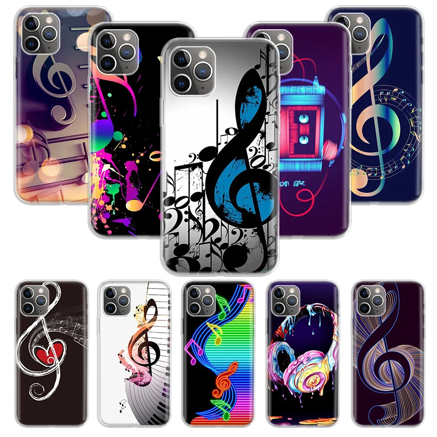 old musical note Music Phone Case For Apple iPhone 16 15 14 13 12 11 Pro Max XS XR X 7 + 8 Plus SE Soft Shell Cover Coque 15 + 1