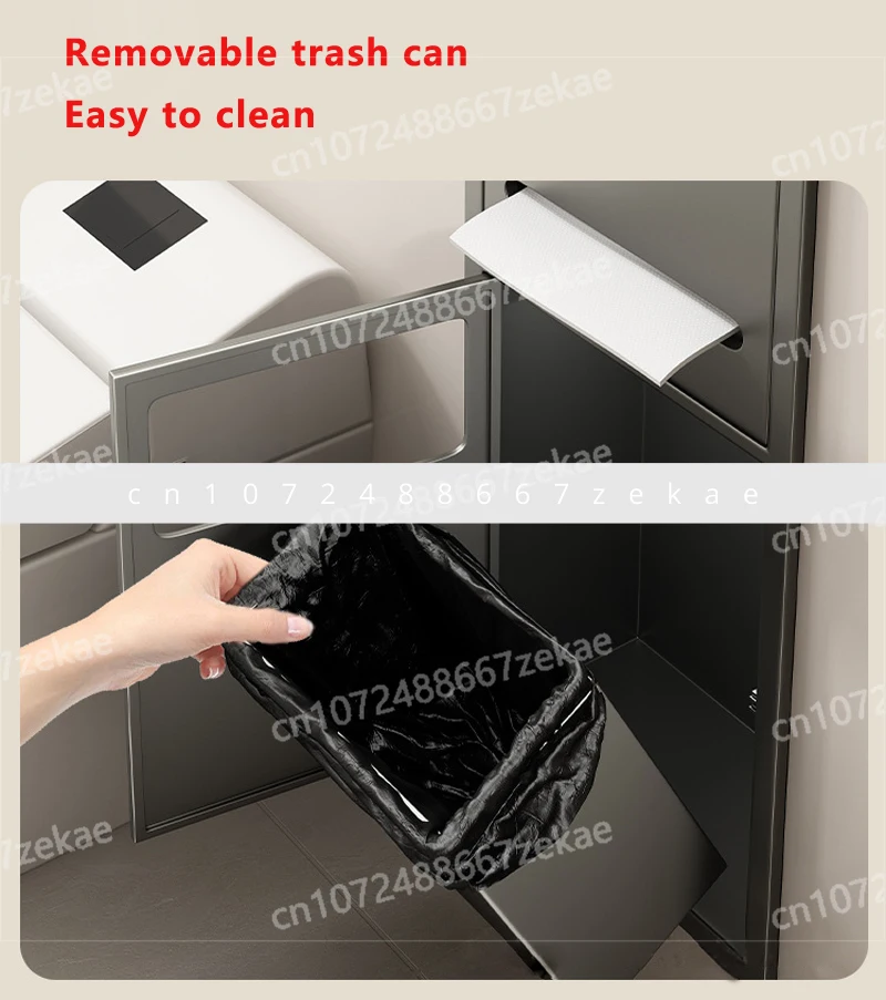 

Decorative Finished Bathroom Side Tissue Storage Rack, Stainless Steel Niche, Bathroom Embedded Garbage Bin Cabinet