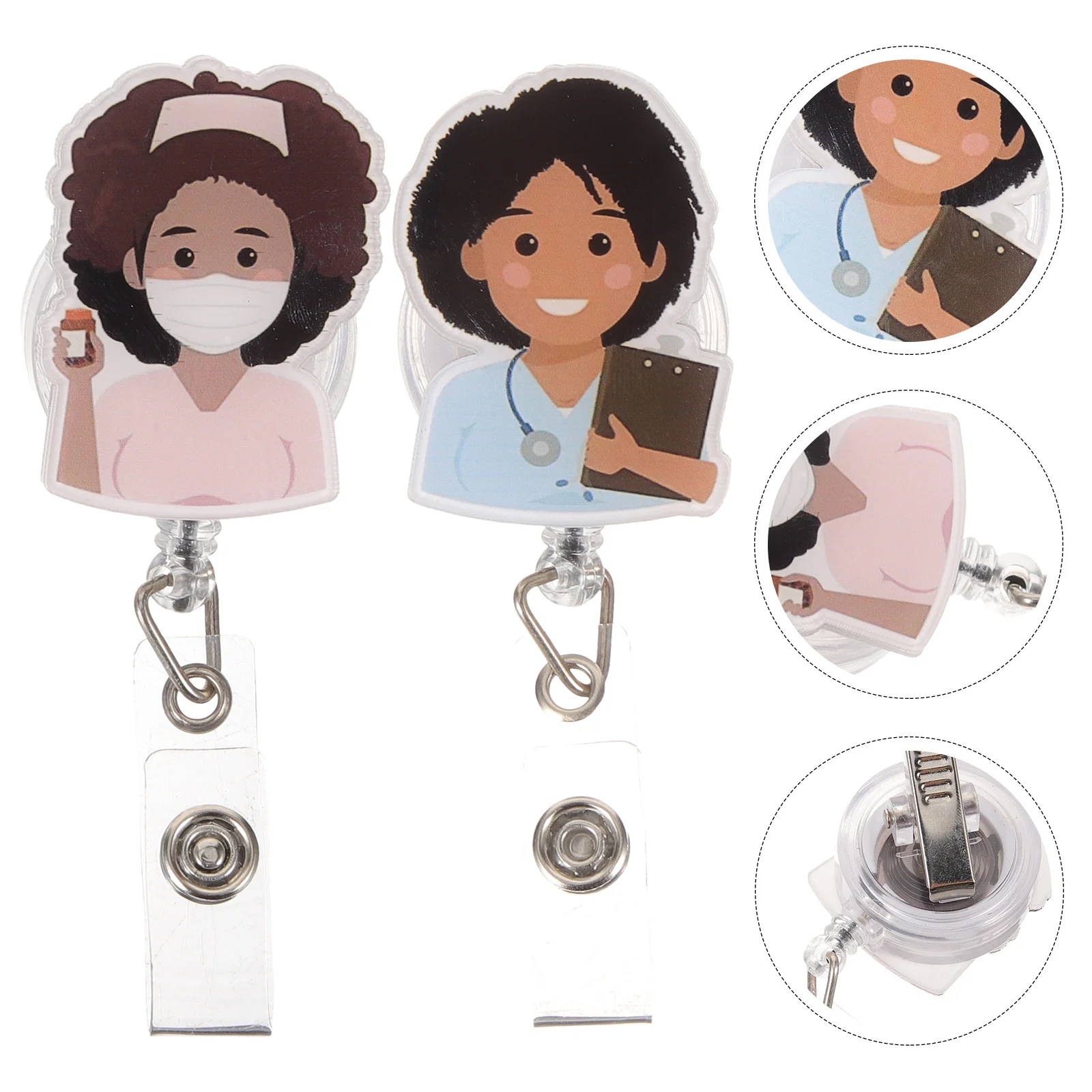 

2Pcs Retractable Card Badge Holder with Swivel Clip for Nurses Doctors Id Name Tag Display Portable Compact Design