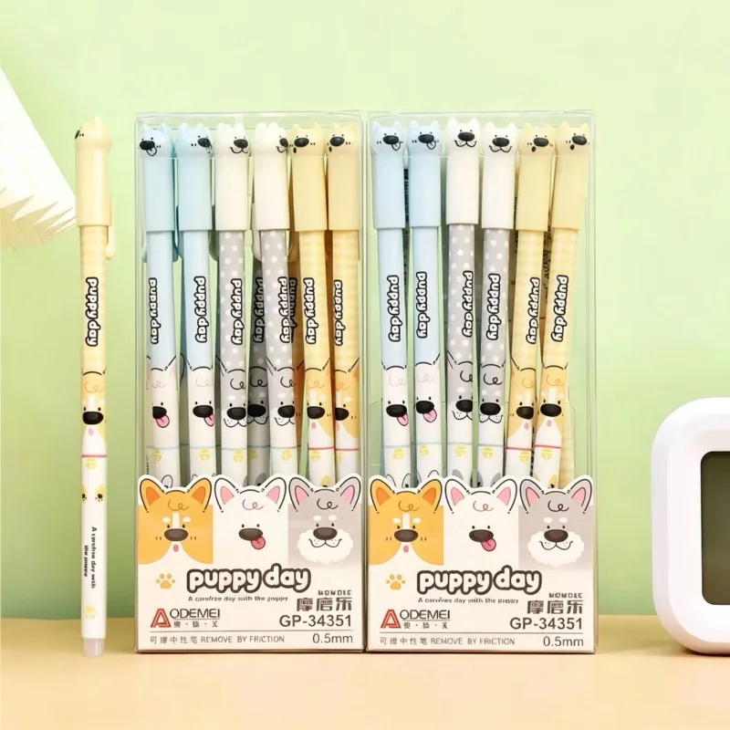

36pcs/lot Kawaii Dog Erasable Gel Pen Cute 0.5mm Blue/Black Ink Signature Pens School Writing Supplies