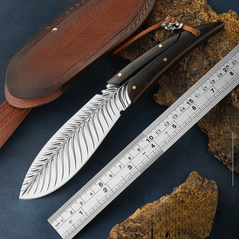 

Outdoor Straight Knife Survival Military Knifes Wild Hunting Skinning Hand Handle Short Knife Damascus Steel Knife Kort mes