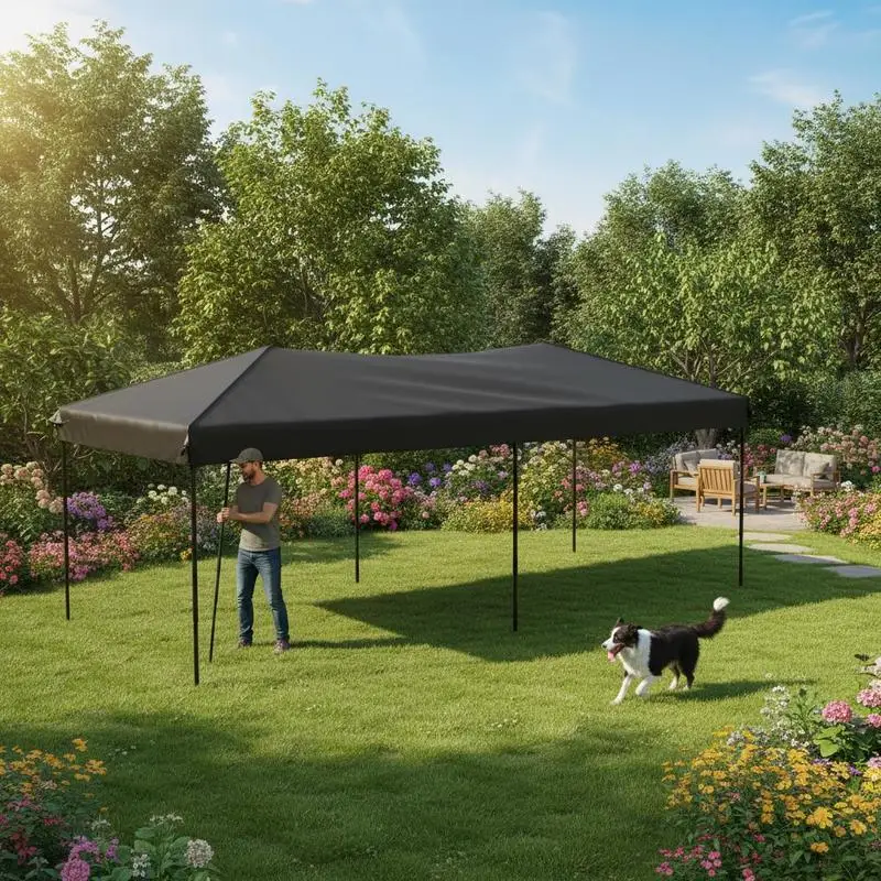 Gazebo de 300x600 cm. Estructura robusta, tela de poliéster duradera. Ideal para bodas, fiestas, campamentos y reuniones familiares.