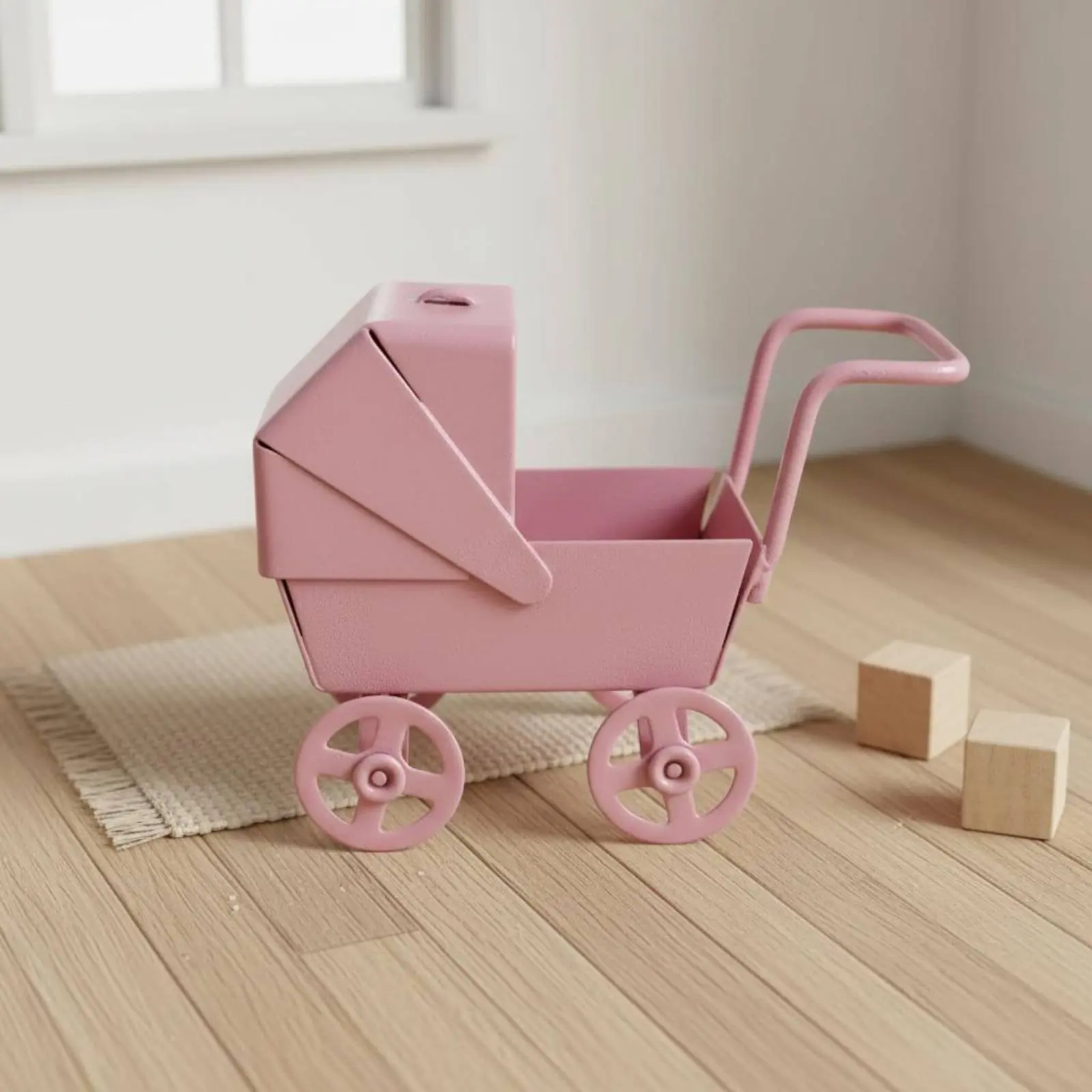

Декоративная коляска для кукол в масштабе 1:12, миниатюрная детская коляска с гладкой отделкой для кукольного домика