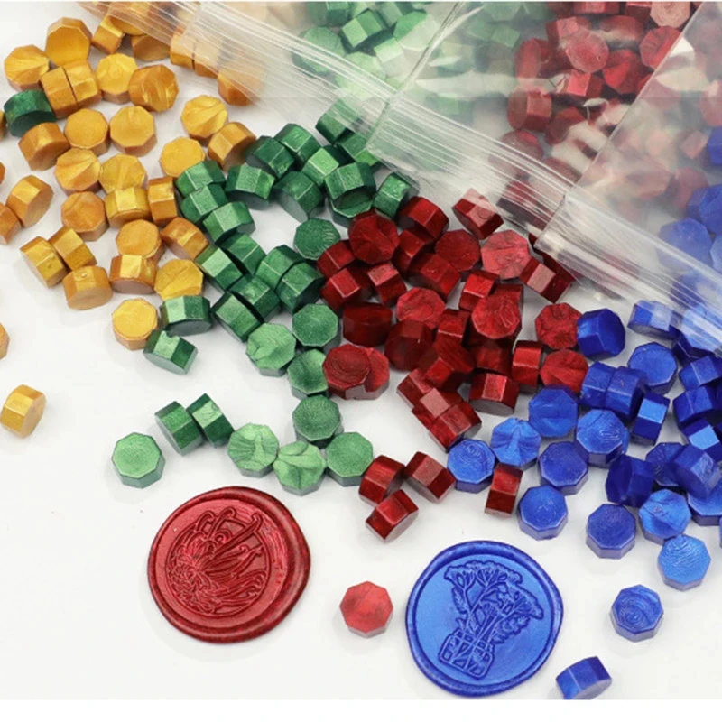 100Pcs Vintage Octagonal Colored Wax Beads for Envelope Stamp Sealing Birthday Wedding Card Decor Wax Seal DIY Craft Supplies