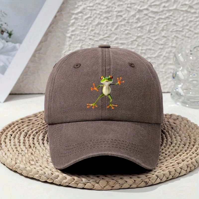 

Retro Washed Baseball Hat - Adjustable Brown Bear Brave Letter Printed Dad Hat Summer Fashion Gift, Suitable for Outdoor Sports