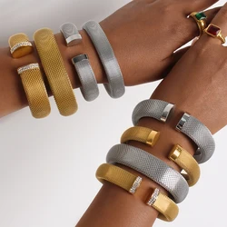 Trendy Hot Sale 304L Stainless Steel Open Cuff Bangle Bracelet Charm Wide 12mm 16mm Thick 18K Gold Plated Metal Wrist Jewelry