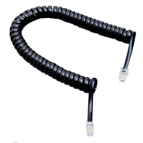 High Quality Black Telephone Line Cord 6ft Modern Extension Cable for Office Desk Phone System