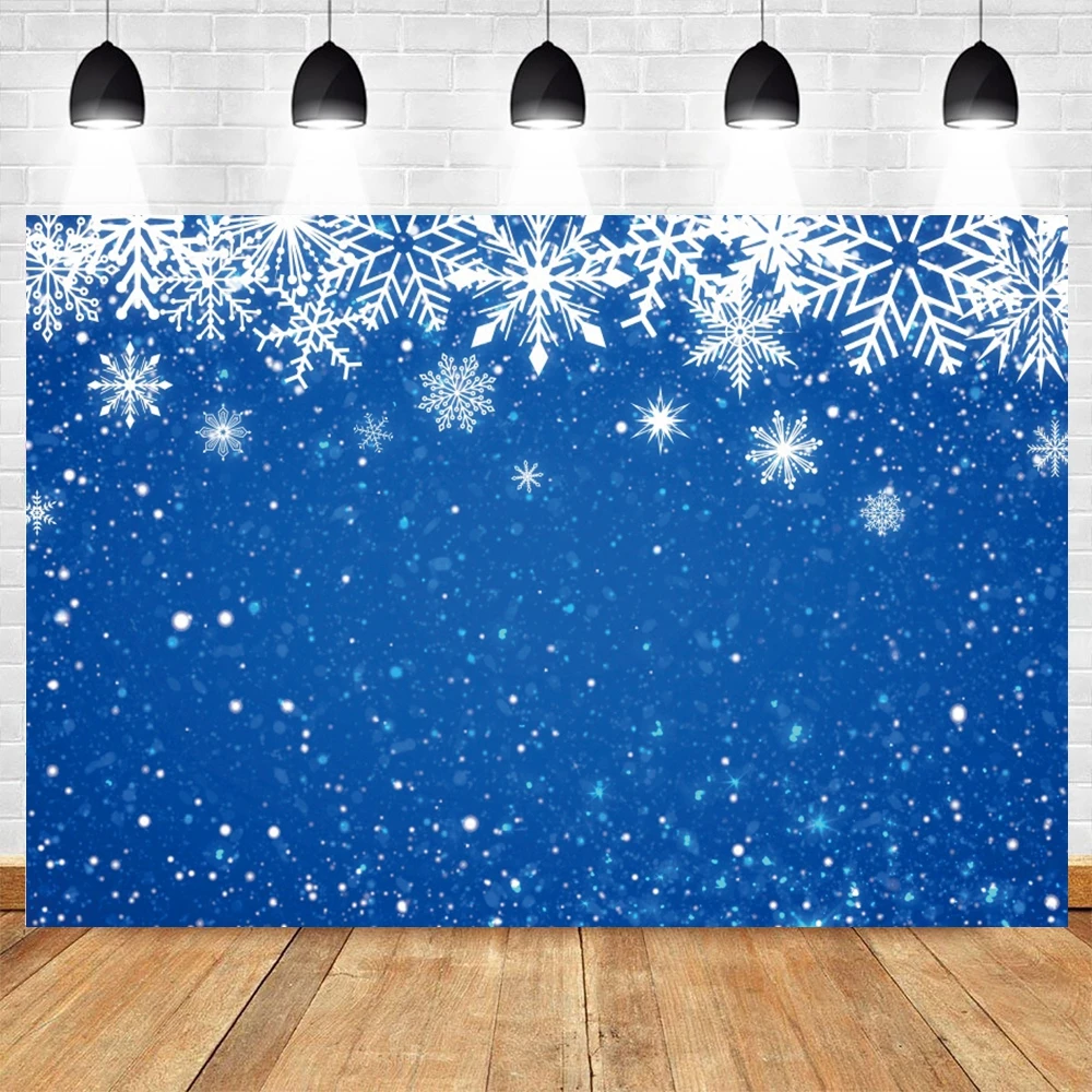 Winter Christmas Photography Backdrop Light Blue Silver Glitter Snowflakes Portrait Photographic Background Photozone Props