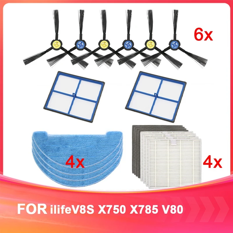 ABFU-dla Ilifev8s X750 X785 V80 Filtr szczotki bocznej Ściereczka filtracyjna