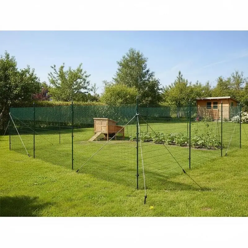 Delimitierzaun 25x0,9m PE, Mobiler Zaun für Garten, Camping, Vieh und Geflügel mit Pfosten und Seilen, Lokaler Versand