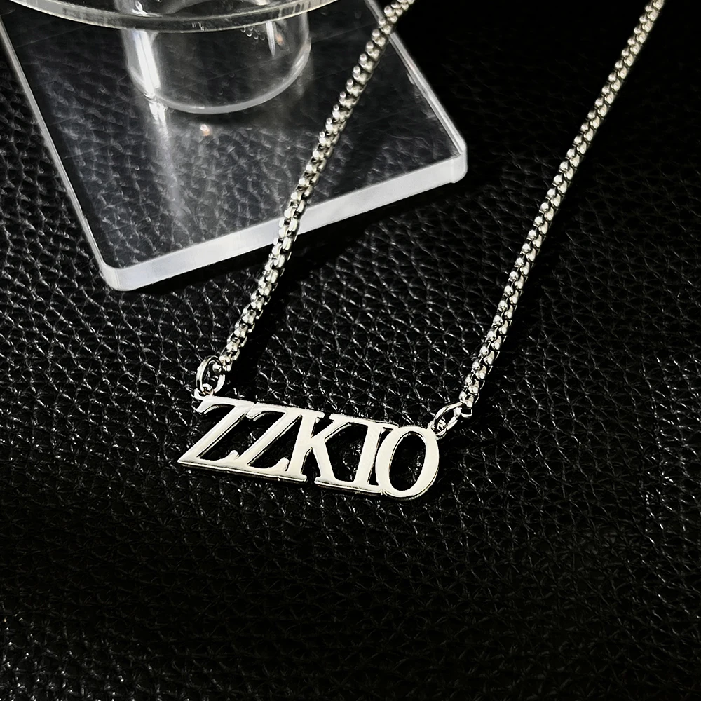 GUILING Hip Hop Thick Box Chain with Name Charm Necklace for Men Stainless Steel Custom Men Jewelry Personalized Gift for Him