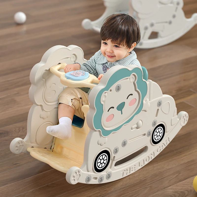 2-in-1 Plastic Baby Rocking Chair Horse, Anti-rollover Multi-function Rocking Horses,1-year-old Baby Birthday Gift Ride on Toys