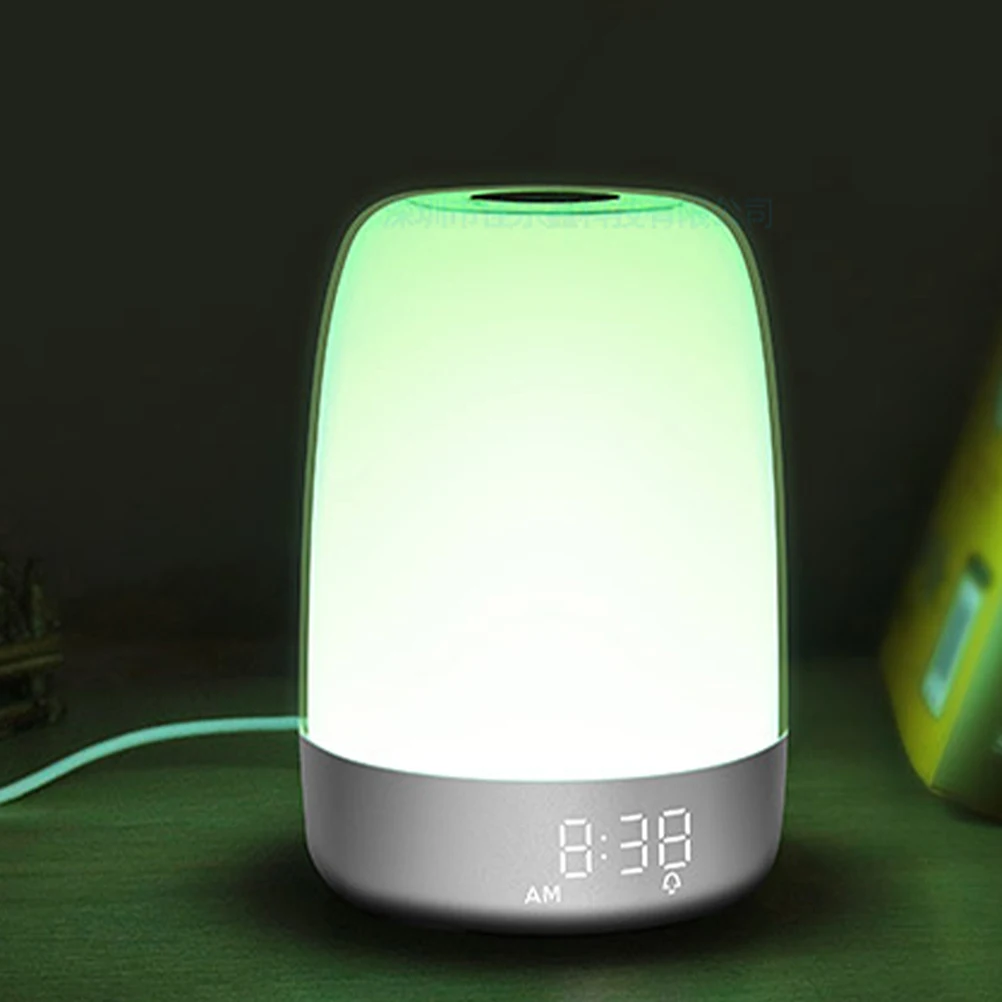 

Timed LED Alarm Clock Light 3 Level Brightness 5 Color Modes Sunrise Simulation Wake Up Night Lamp Bedside Touch Ambient Light