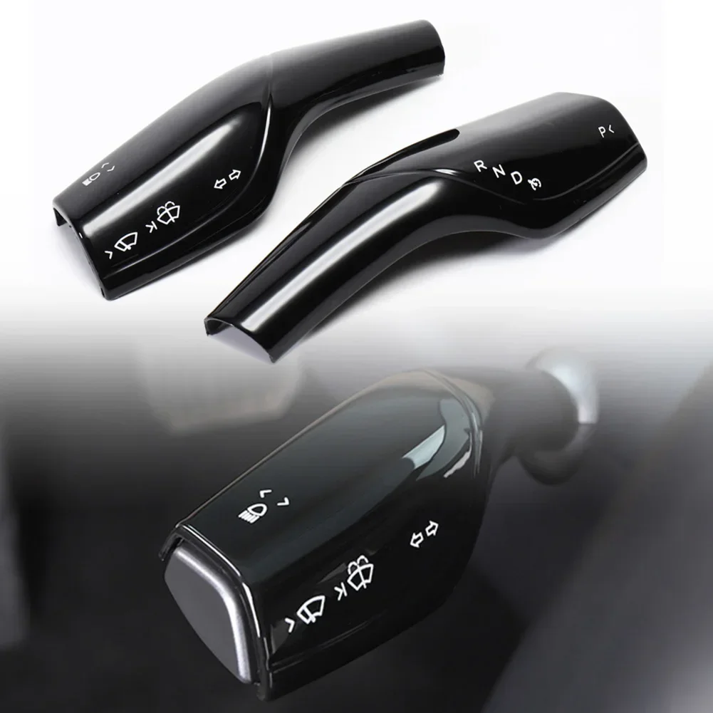 

2Pcs Car Shift Knob Gear Lever Cover Trim Armor Steering Rod Car Wiper Steering Wheel Shift Protection Cover For Tesla Model 3 Y