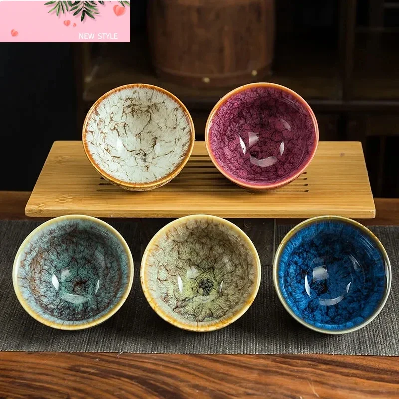 

Kiln Change Five Elements Cup Metal, Wood, Water, Fire and Earth Household Large Tea Cup Set China Kung Fu Tea Cup Ceramic Gift
