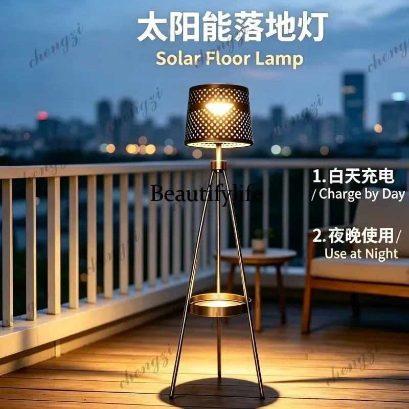 HR Outdoor solar floor, courtyard garden tripod storage light, waterproof atmosphere floor light