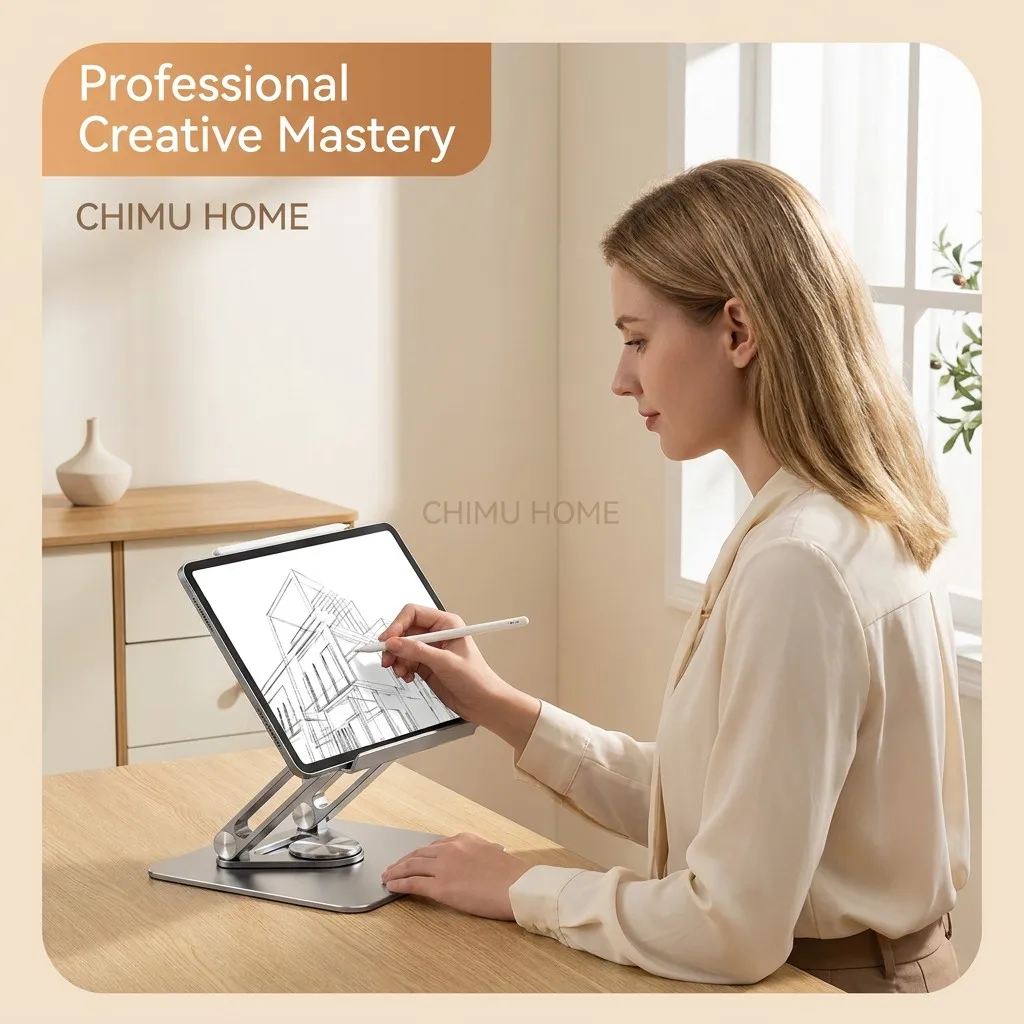 【CHIMU HOME】360 Rotating Laptop Stand Professional Carbon Steel Foldable Ergonomic Height Adjustable for 10-17 inch Notebook