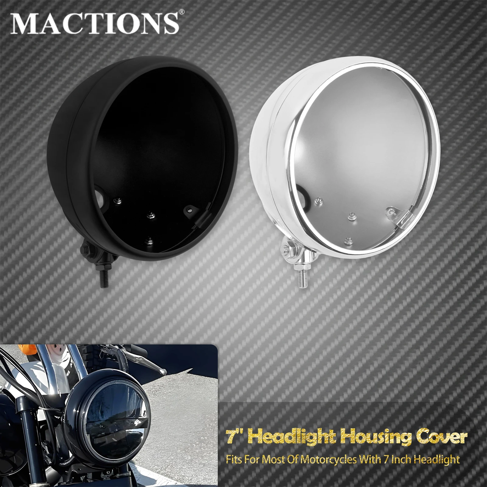 Universal Motorcycle 7'' Headlight Housing Cover LED Headlamp Bucket Bottom Mount Lighthouse Shell For Harley Softail XL Touring