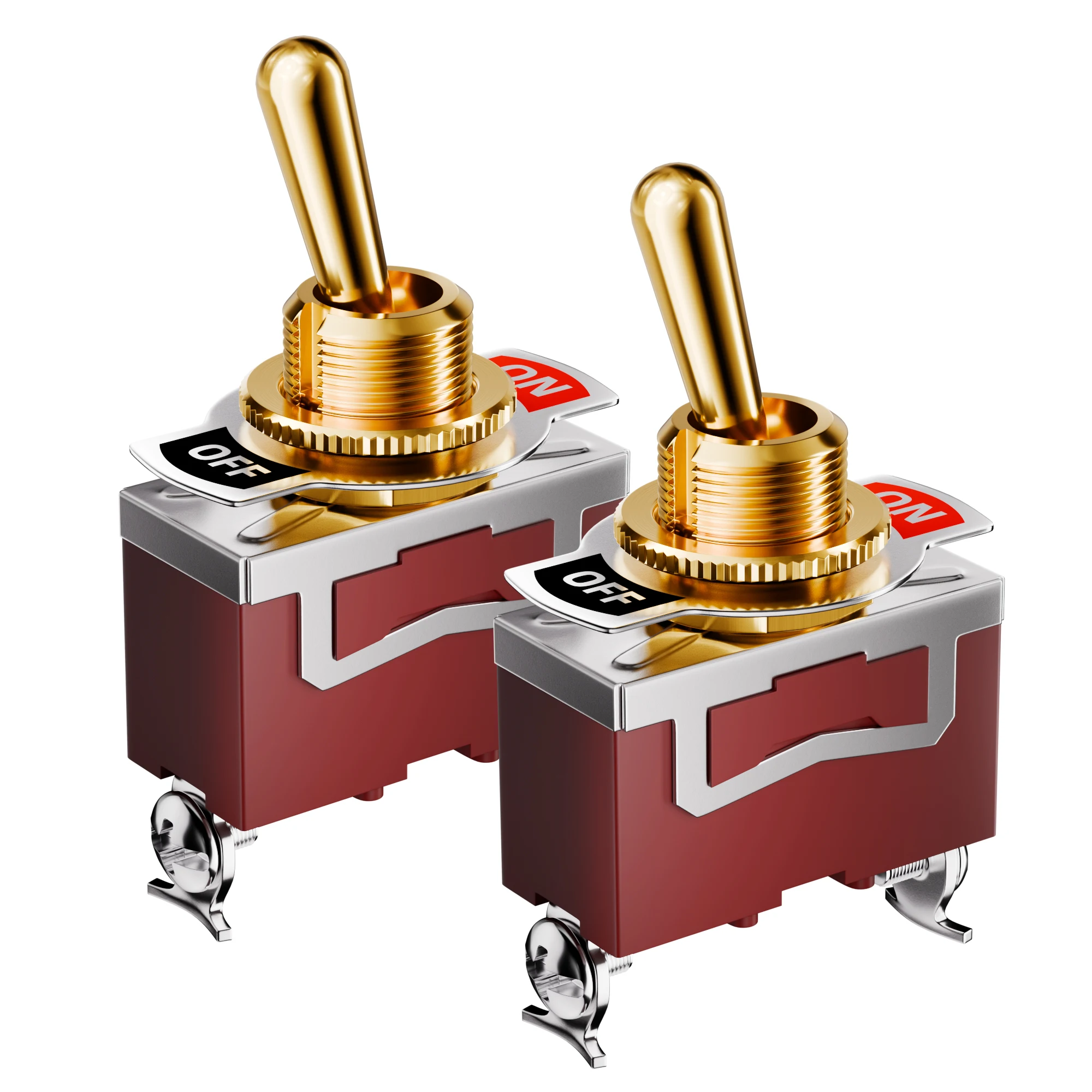 Interruptor de Palanca DaierTek de 12V con Manija Dorada, SPST, 12 Voltios, 30A, Resistente, Encendido/Apagado, Interruptor de Palanca para Automóviles, Industria y Vehículos