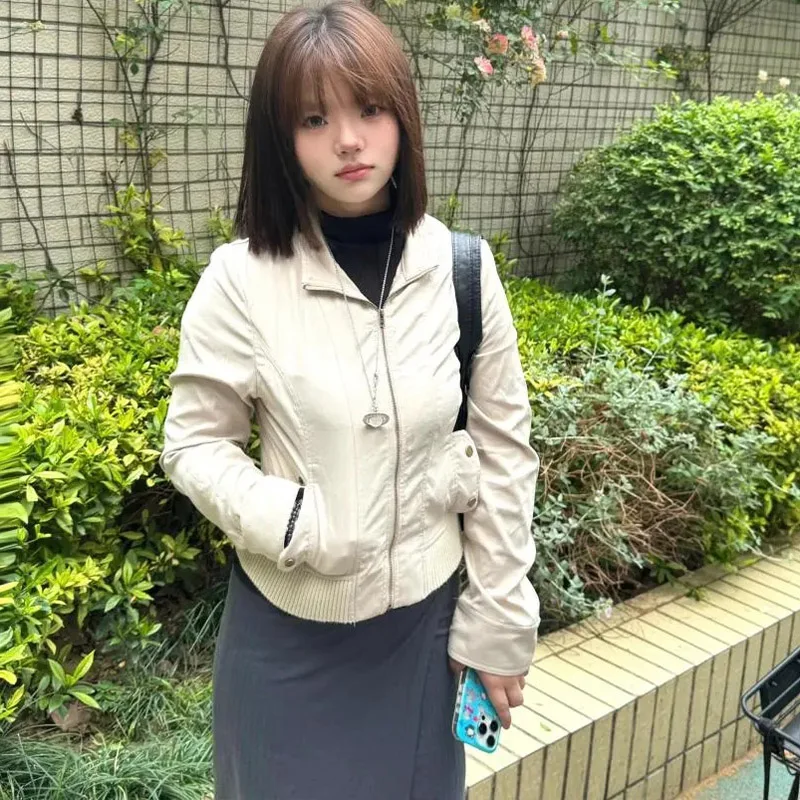 

Women's Clothing High End Casual Zipper Lapel Short Jacekt for Women Spring Autumn Quality Temperament Loose Cardigan Coat Top