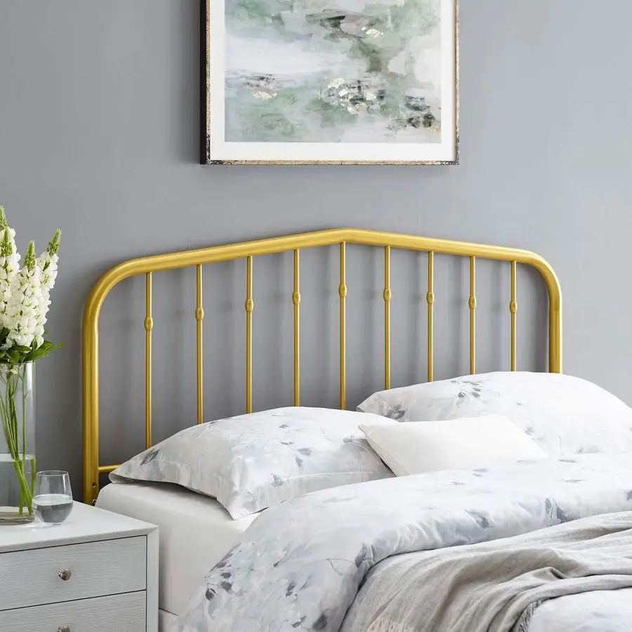 

Lennon Modern Farmhouse Metal Full Headboard in Gold