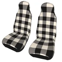 Buffalo Check Black And Vintage White Plaid Car Seat Covers Universal Fit for Any Car RV SUV Tartan Bucket Seats Protector Cover