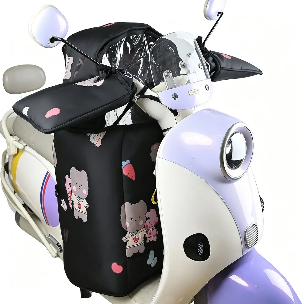 Cartoon Motorcycle Windscreen Cover Split Style Double-sided Waterproof Split Motorcycle Windproof Blanket Easy To Storage
