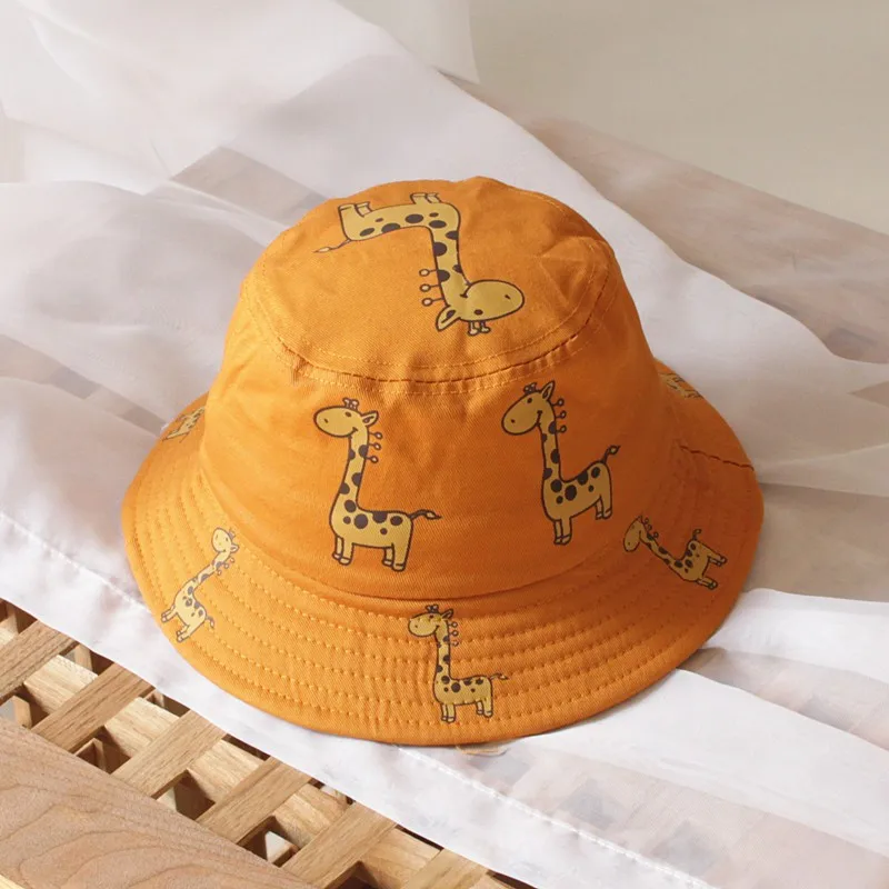 Korean Fashion Cartoon Giraffe Children Fisherman Hat Basin Hat Camping Tour Beach Children Photo Props Children'S Hat