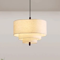 Modern Fabric Pendant Light Retro Multi-layer Lampshade Chandelier Nordic lamp for Living Room Bedroom Hotel Home Decor E27