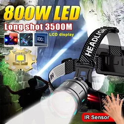 2024 Ultra Powerful LED Headlamp Super Bright Long Range Head Flashlight USB Rechargeable Head Torch Fishing Hunting Head Light