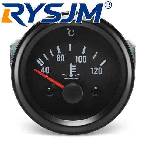 24V 52MM Water Temperature Gauge 40-120℃ Water Temp Meter No Sensor Yellow LED Light for Car Automobile LED Display