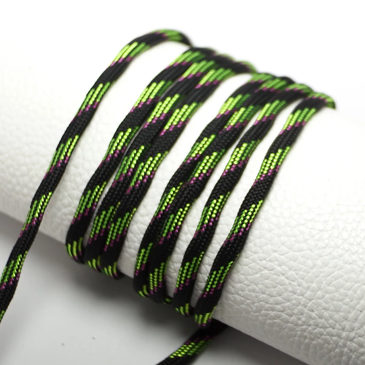 Black Fluo Green Braided High strength Wear-Resistant Rope, 4mm Drawstring Rope, Shoelace Belt Making，DIY Paracord Cord