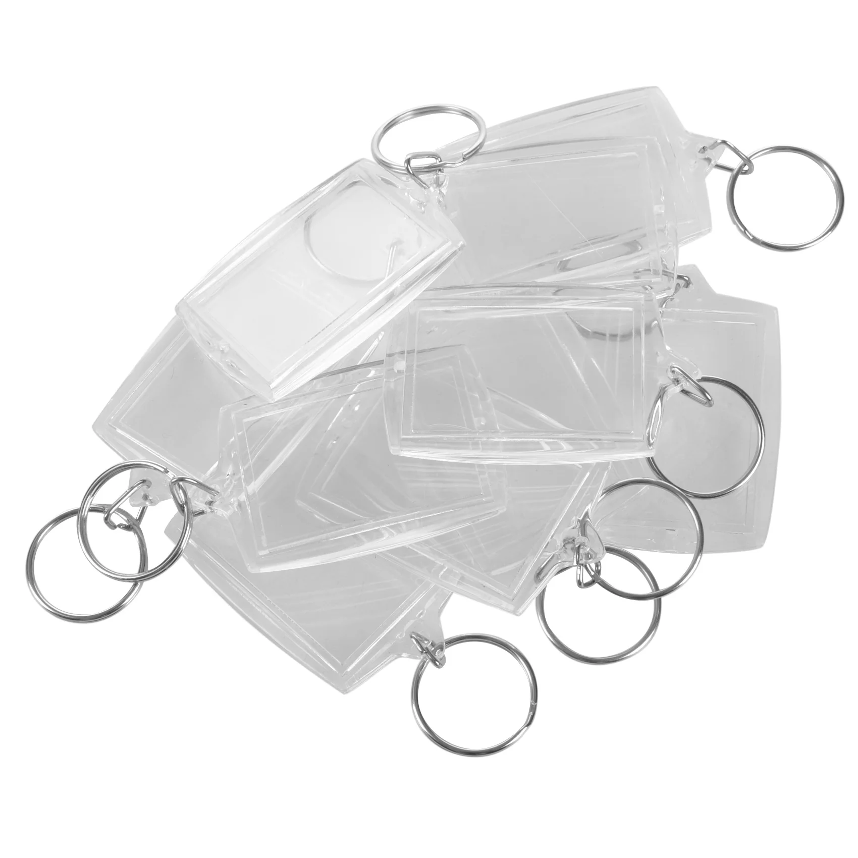 10pcs Transparent Blank Insert Photo Picture Key Ring Split keychain