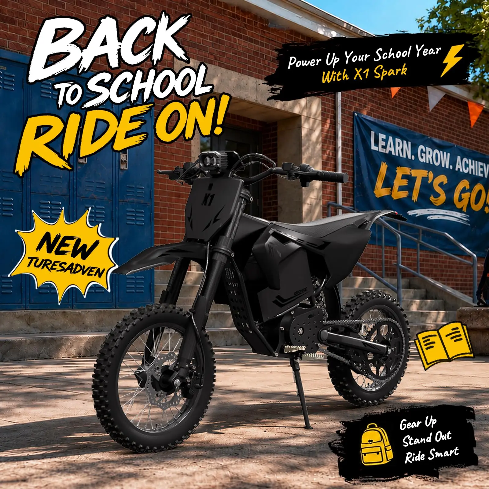 QRONGE X1 Spark M Electric Off-Road Dirt Bike for Adults & Teens, 4500W Brushless Mid-Drive Motor, 60V 28.8Ah Removable Battery, 14