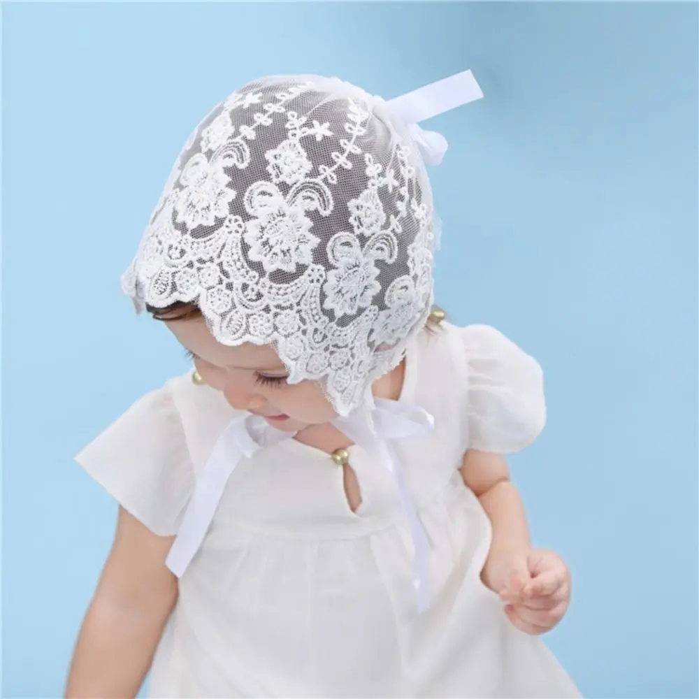 

Lightweight Lace Ruffle Newborn Hat Breathable Sun Protection Toddler Tie Beanie Princess Baby Court Hat 0-2year Newborn