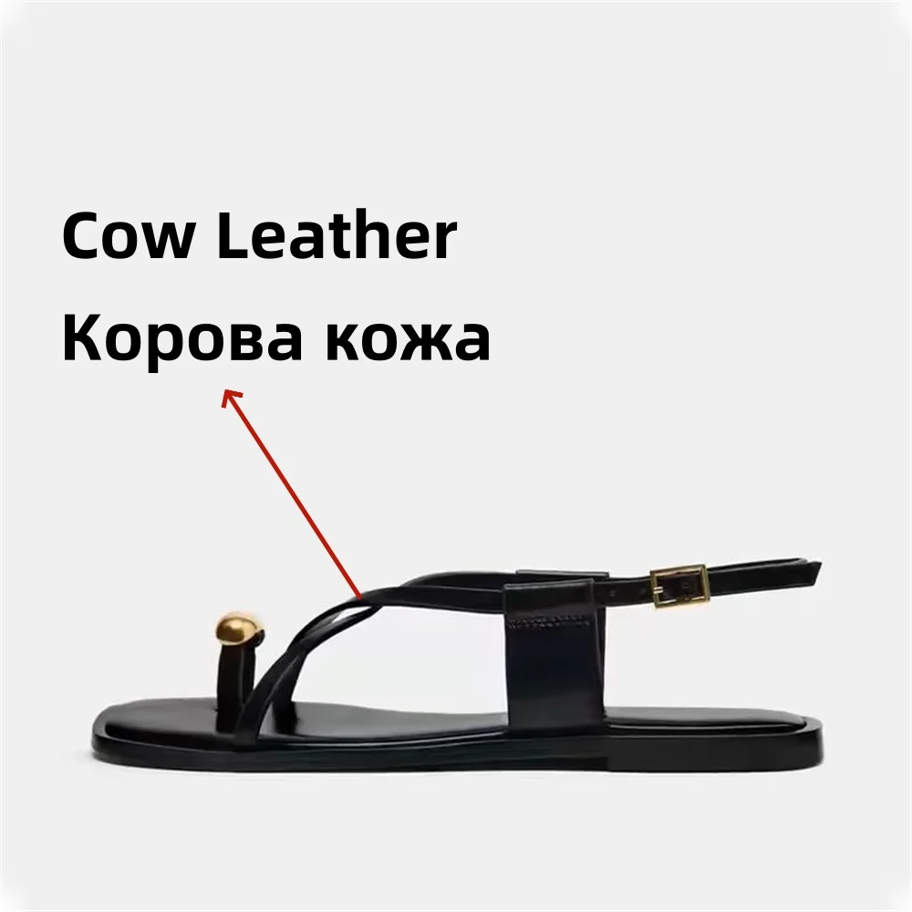 FEDONAS Fashion New Women Genuine Leather Sandals Flats Heels Metal Decoration Party Shoes Woman Comfort Casual Shoes Sandals