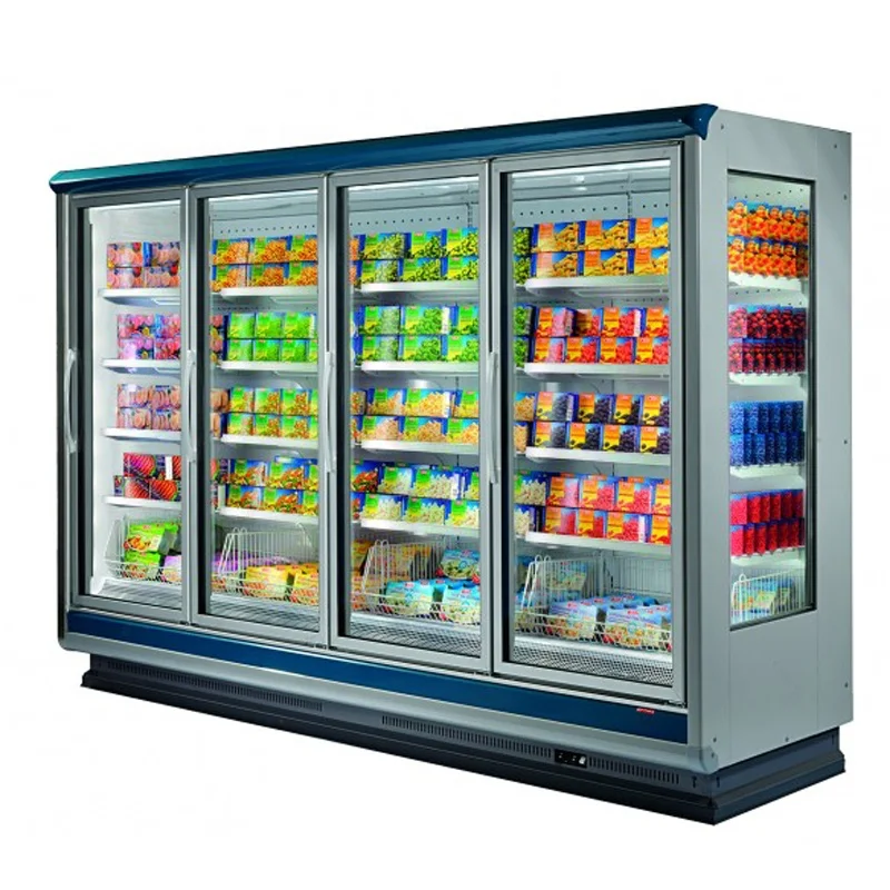 esposizione del supermercato, attrezzatura di refrigerazione, display del dispositivo di raffreddamento, porta in vetro, camminata nel congelatore, stanza del frigorifero per supermercato